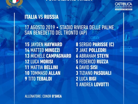 17/08/2019 Italia VS Russia in diretta su Rai 2