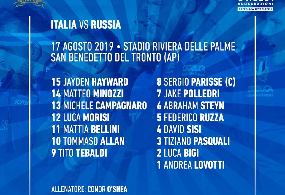 17/08/2019 Italia VS Russia in diretta su Rai 2