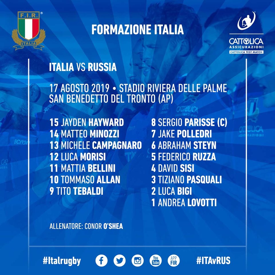 17/08/2019 Italia VS Russia in diretta su Rai 2